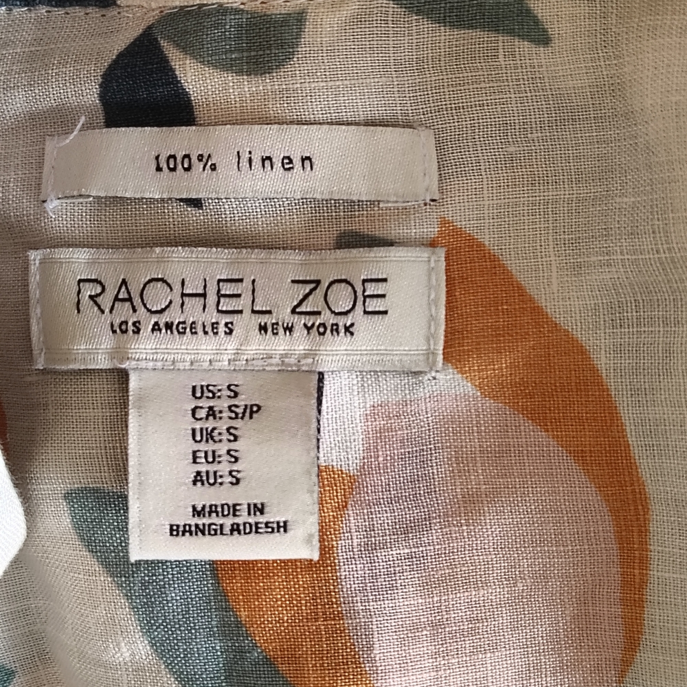 Rachel Zoe 100% Linen Floral White Print Button-Up Shirt Size S – Like New - Picture 6 of 6